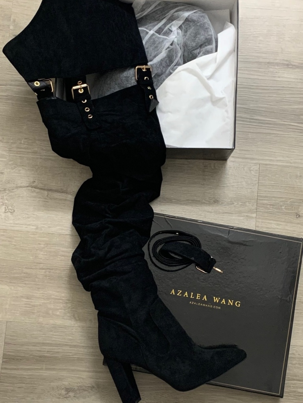 Azalea Wang Southloop Chunky Heel Boot Black Suede